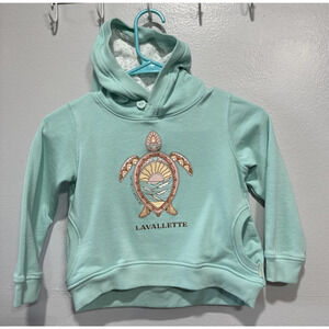 Earth Nymph Girls Aqua Hooded Sweatshirt Lavallette Turtle Hoodie Size 5/6